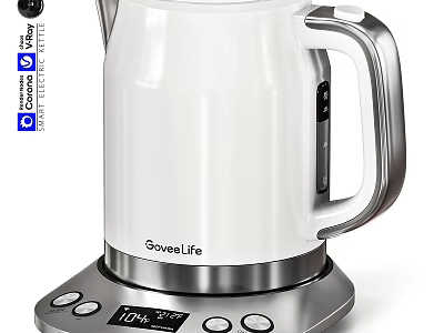 GoveeLife Smart Electric Kettle White Silver Features Digital Control Panel Temperature Display 100℃ And 21℃ 3d model