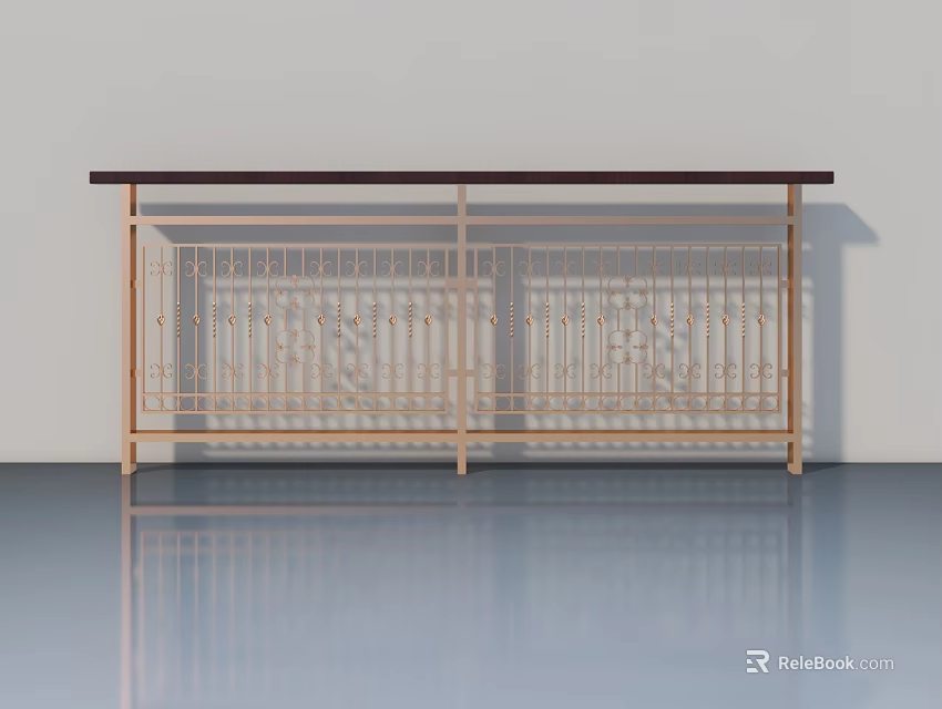 Light Brown Modern Wooden Swing Door With Intricate Carved Pattern For Interior Design 3d model 