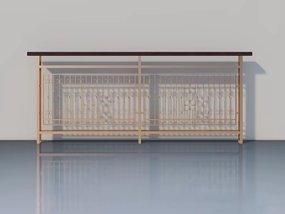 Light Brown Modern Wooden Swing Door With Intricate Carved Pattern For Interior Design 3d model