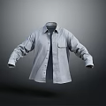 Gray Long Sleeve Casual Shirt with Chest Pocket and Classic Design