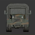 Vintage Military Truck With Camouflage Paint And Canvas Cover Six Wheel Design