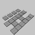 Modular Metal Frame Platforms With Mesh And Wooden Surfaces In Grid Layout 3d model