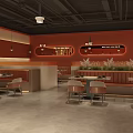 Stylish Warm Red Themed Chinese Beef Restaurant With Cozy Dining Booths In Shopping Mall
