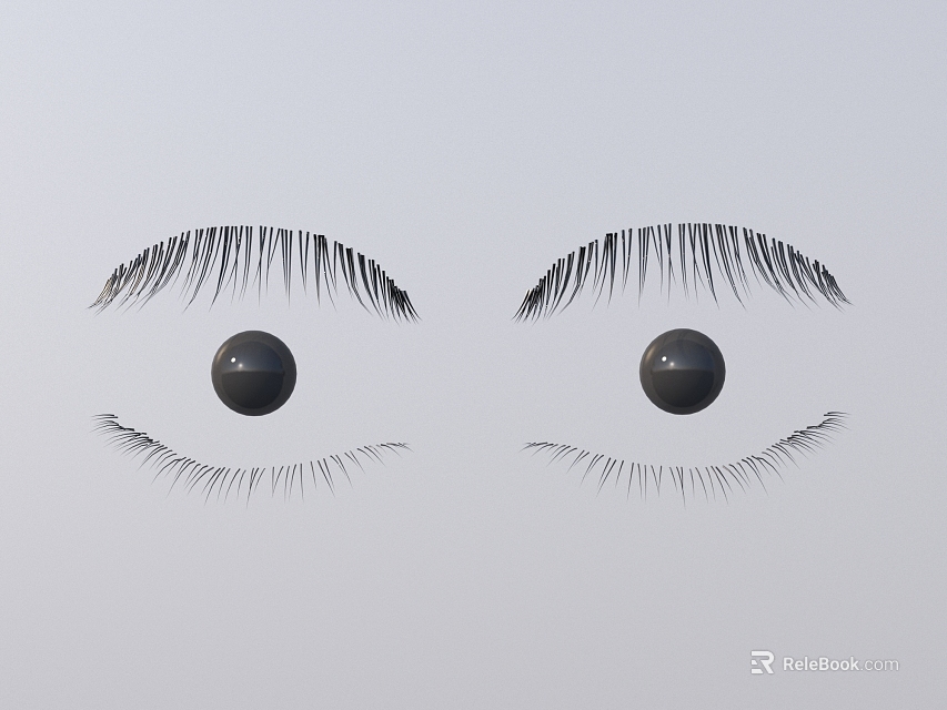 Stylish Black Eyeball Wall Decor With Eyelashes On Light Grey Wall 3d model 