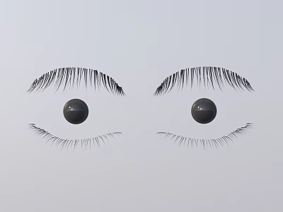Stylish Black Eyeball Wall Decor With Eyelashes On Light Grey Wall 3d model