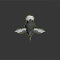 Flying Animal Gray Bird Figure Standing With White Wing Edges Pink Beak And Yellow Legs