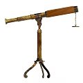 Vintage Commercial Telescopes With Wooden Brass Bodies And Tripod Stands