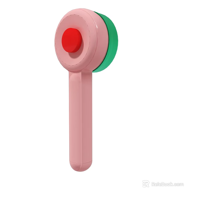 Pink Handheld Device With Red Button And Green Circular Component Design 3d model