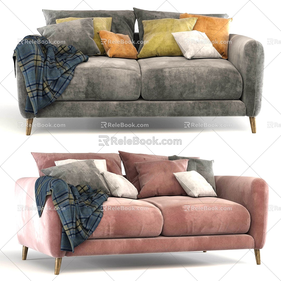 Fabric double sofa 3d model