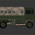 Green Military Tank Featuring Canvas Covered Cargo Area Observation Windows And Heavy Tracks
