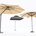 Outdoor Sunshade Umbrellas In Beige And Dark Gray With Sturdy Poles For Garden Use