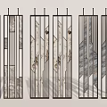 Modern Room Divider Screens With Geometric Patterns And Stone Textures 3d model