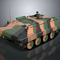 Military Armored Tank With Camouflage Paint Tracks Turret Antenna And Armor Details