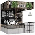 Contemporary Coffee Shop Bar With Hanging Green Plants Menu Board And Espresso Machine