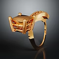 Exquisite Gold Ring With Intricate Design And Sparkling Gemstone Decorative Accents