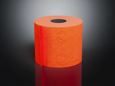 Orange Patterned Soft Toilet Paper Roll For Bathroom Household Daily Essentials 3d model