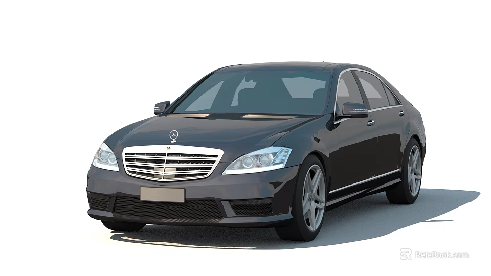 Luxury Black Mercedes-Benz Sedan with Stylish Alloy Wheels and Elegant Front Grille 3d model 
