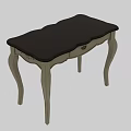 Light Colored Wooden Dining Table With Single Drawer And Elegant Curved Legs