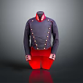 Classic Dark Blue Coat With Red Lining Gold Buttons And Decorative Cuffs