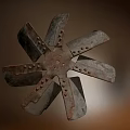 Rusty Metal Blades of Vintage Air Conditioner Fan with Industrial Design