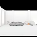 Gray Knotted Rope Design Large Sectional Sofa In Modern Minimalist Bright Room Interior
