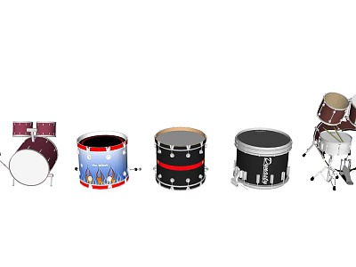 Musical Instruments Artistic Design With Various Drums And Colorful Patterns Drum Sets 3d model