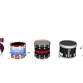 Musical Instruments Artistic Design With Various Drums And Colorful Patterns Drum Sets 3d model