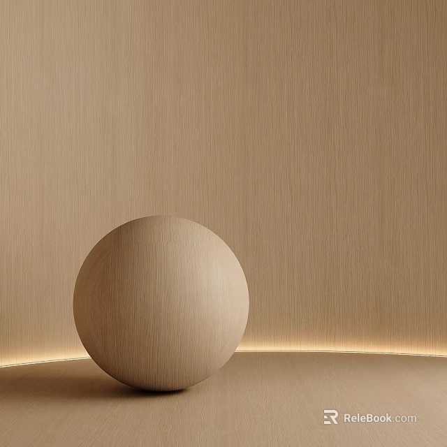 Wooden Sphere Against Light Wood Background With Warm Lighting 3d model