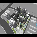 Modern Mixed Use Commercial Complex Featuring High Rise Towers Waterfront And Urban Road Access