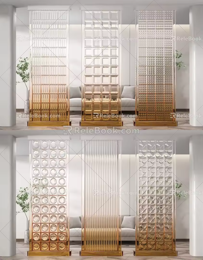 Modern partition glass brick partition 3d model