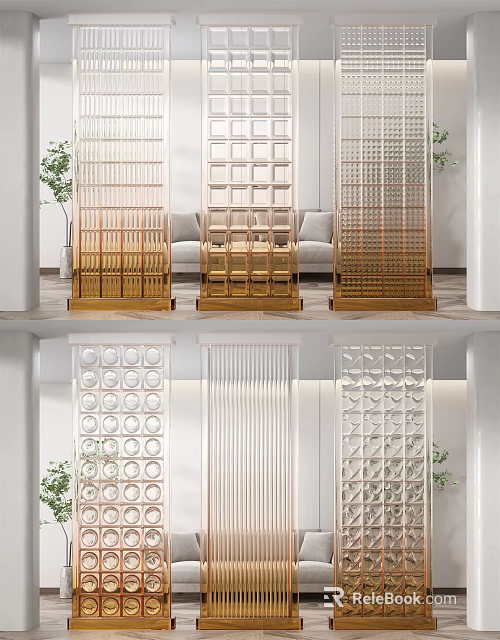 Modern Room Dividers With Various Geometric Patterns For Living Interior Design 3d model 