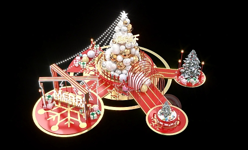 Christmas Beautiful Chen New Year Beautiful Chen Shopping Mall Atrium Beautiful Chen Beautiful Christmas Set 3d model