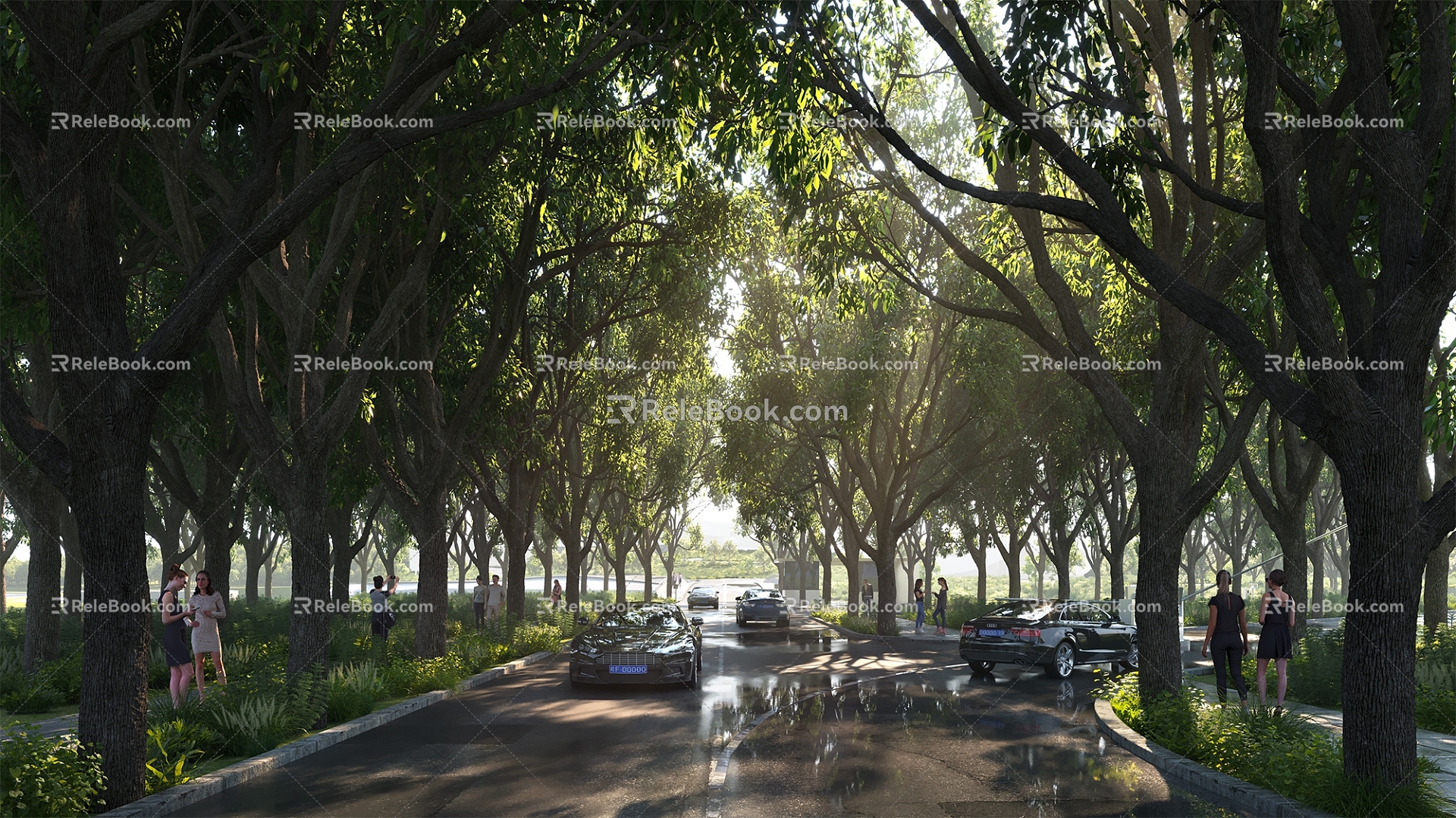 Modern Road Forest Road 3d model