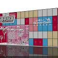 Youth Players Vibrant Colorful Cube Building Exhibition Hall With Entrance And Figures