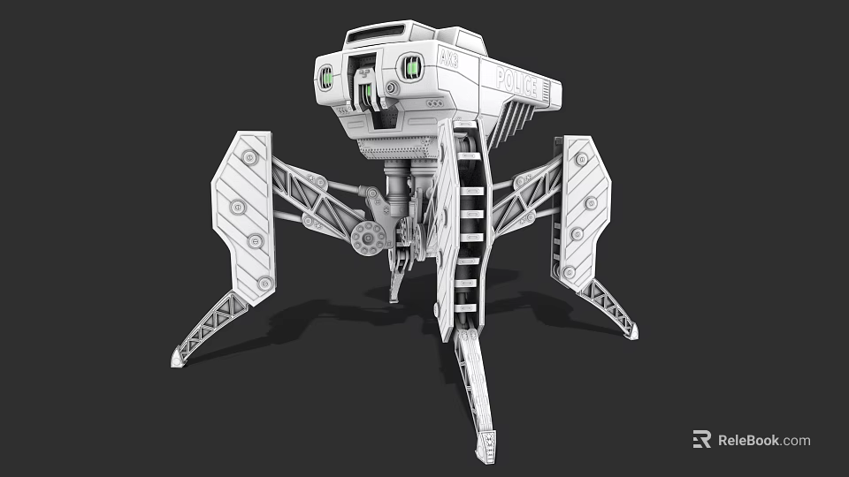 Advanced Futuristic Sci Fi Weapon With Mechanical Legs And Turret Structure 3d model 