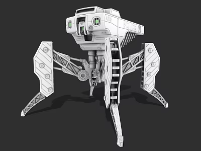 Advanced Futuristic Sci Fi Weapon With Mechanical Legs And Turret Structure 3d model