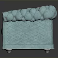 Classic Three Seat Light Blue Tufted Sofa With Rolled Arms And Metal Studs