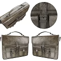 Vintage Leather Briefcase With Multiple Compartments And Buckle Closure Design 3d model