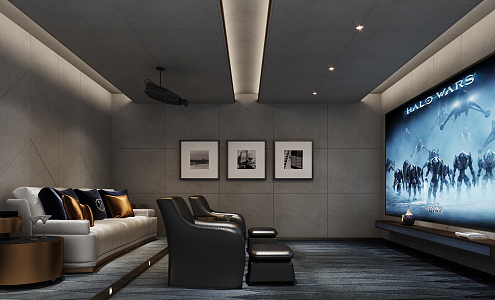 modern video room video hall 3d model