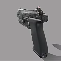 Black Modern Tactical Pistol With Ergonomic Grip And Tactical Attachments Design