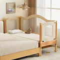 Wooden Kids Bed With Safety Rails Plush Toy Pillow And Star Patterned Rug