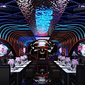 Elegant Modern KTV Interior Design with Neon Lights and Stylish Seating