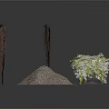Decorative Brown Woven Structures With Green Plants On White Background