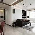 Modern Living Dining Room Interior Design With Black Sofa Coffee Table And Dining Chairs
