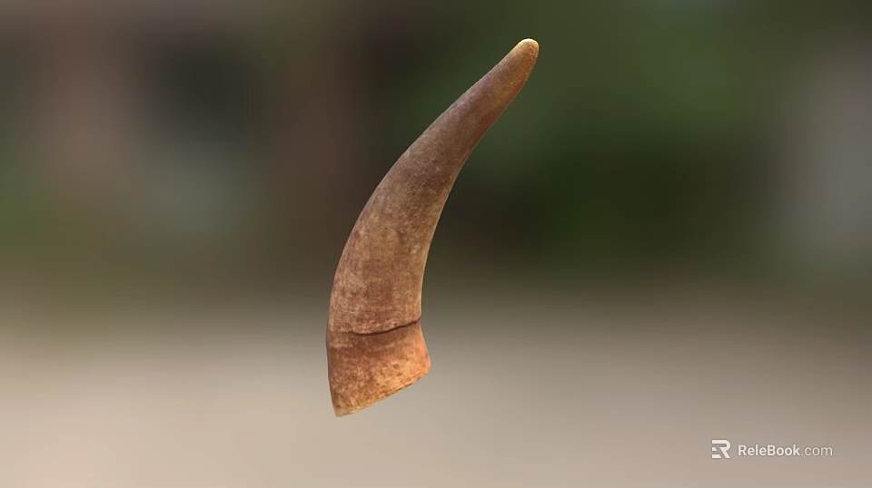 Game Movie Character Horn Prop With Detailed Brown Textured Surface 3d model 