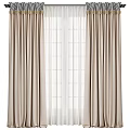 Beige Linen Curtains With Sheer White Panels For Modern Window Decoration