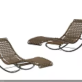 Two Stylish Wicker Lounge Chairs With Metal Frame For Outdoor Patio Use