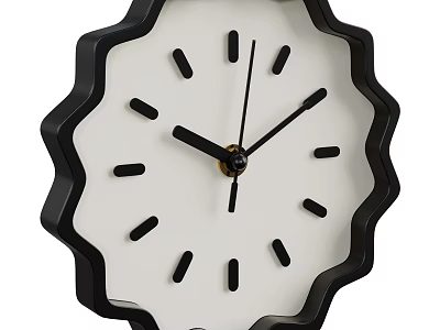 Modern Decorative Wall Clock With Black Scalloped Edge Frame White Dial And Black Hands 3d model