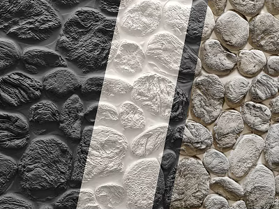 Building Exterior Wall Design With Natural Stone Texture In Black White Gray Beige Colors 3d model