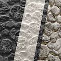 Building Exterior Wall Design With Natural Stone Texture In Black White Gray Beige Colors